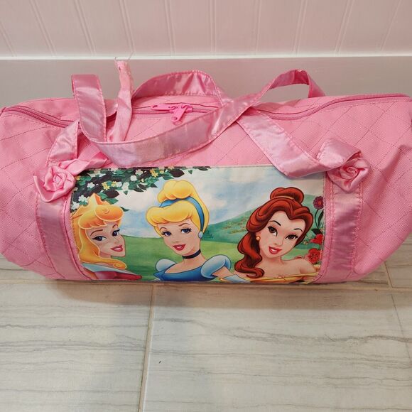Disney Princess Aurora, Belle & Cinderella Girls Kids Pink Duffle Bag - Picture 2 of 13